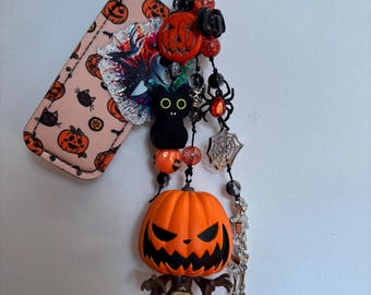 Halloween Pumpkin King Keychain / Purse Charm