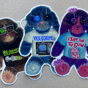 Stickers lapin d'horreur - (J'ai vu la télé briller, Videodrome, Re-Animator)