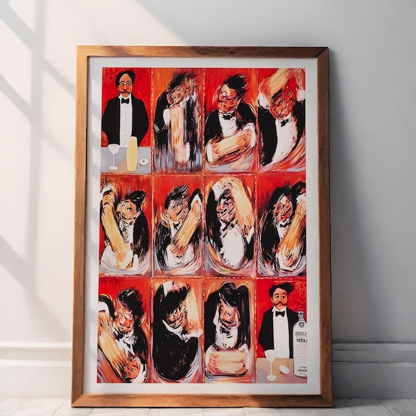 Póster de Guy Buffet Martini: decoración de bar vintage enmarcada