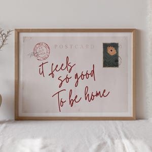 Impresión en lienzo de postal vintage: «Qué bien se siente estar en casa» - Arte mural retro
