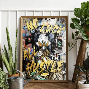 Scrooge McDuck Canvas Art: No Luck - All Hustle, Pop Art Portrait