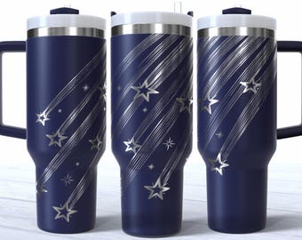 Vaso de fútbol Svg con diseño grabado láser de estrellas fugaces de la Copa Stanley para el día del partido