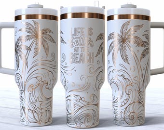 Beach Life 40oz SVG Tumbler Laser Engraving Design Resizable Digital File