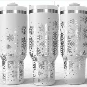 Snowflake Stanley Tumbler Wrap SVG Laser Engraved Winter Design Digital Download