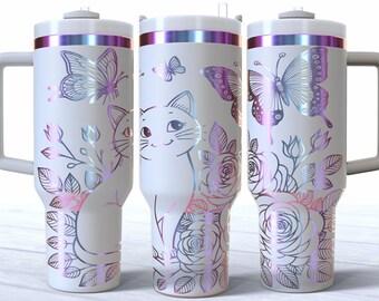Cat Lover 40oz Tumbler Laser SVG File Digital Seamless Design Stanley Engraving SVG Instant Download Tumbler Wrap