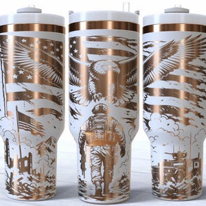 Militaire soldaat 40oz SVG PNG Tumbler Wrap Battlefield lasergravure bestand digitale download