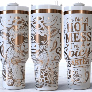 Funny Highland Cow Tumbler Wrap SVG Laser Engraving Spicy Disaster 40oz