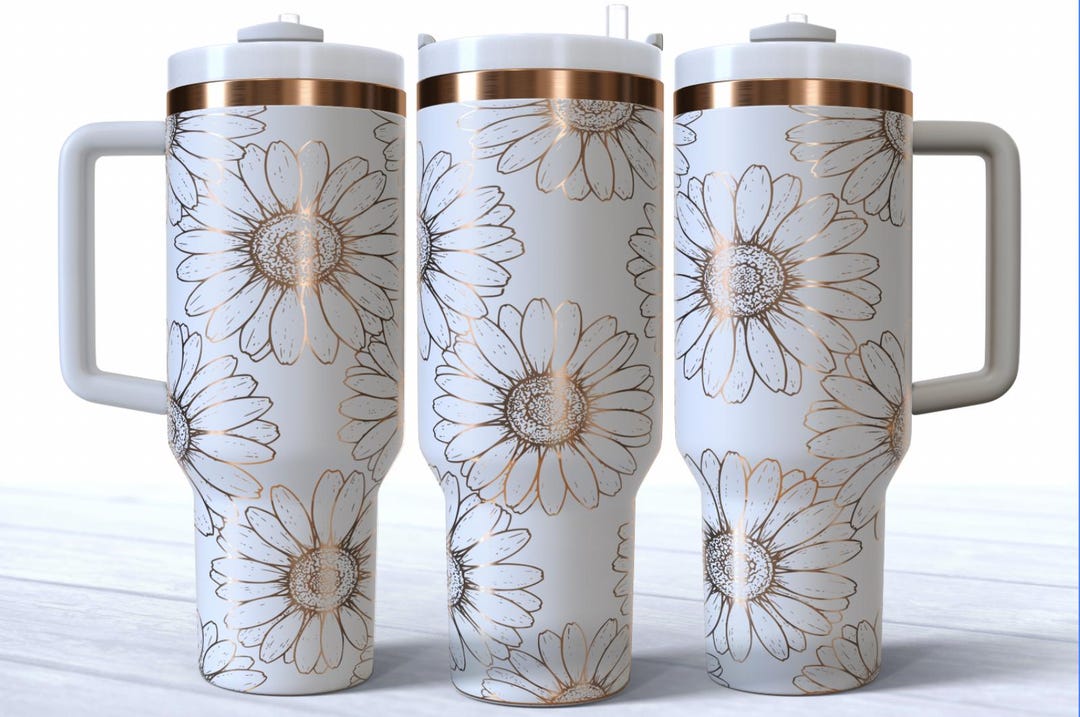 Daisy Floral 40oz Tumbler Laser SVG File Digital Seamless Design ...