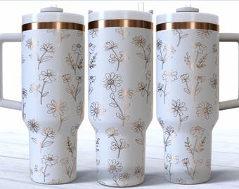 Daisy Drifts Floral 40oz Tumbler Laser SVG File Digital Seamless Design Stanley Engraving SVG Instant Download Tumbler Wrap