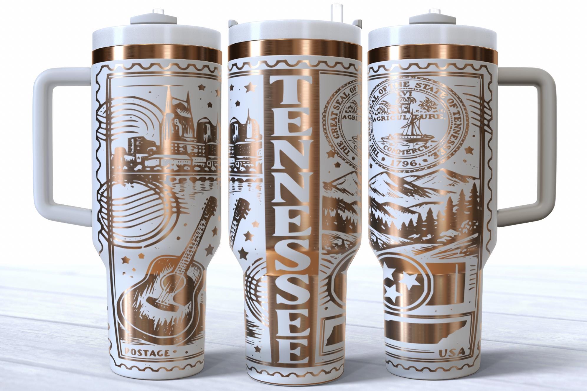 Tennessee State 40oz SVG PNG Tumbler Wrap Travel Postage Laser