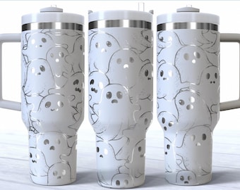 Halloween Spooky Ghost Stanley Cup Digital Laser Design SVG Tumbler Wrap