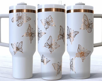 40oz Stanley Tumbler Wrap SVG vlinder lasergegraveerd Tumbler-bestand 40oz Quencher Wrap SVG