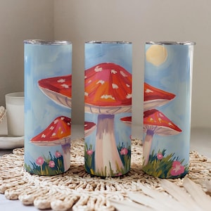 Boho Mushroom Tumbler Wrap: Cottagecore Sublimation Design (PNG Digital Download
