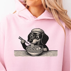 Joli sweat à capuche pour chien et nouilles viennoises, sweat-shirt unisexe confortable, cadeau amusant pour les amateurs de cuisine, parfait pour l'automne et l'hiver, vêtements pour animaux de dessin animé