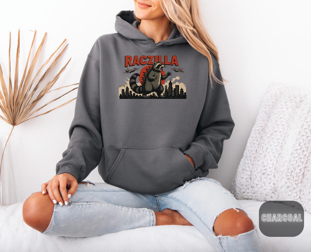Raccoon Godzilla Hooded Sweatshirt, Unisex Casual Wear, Gift for ...