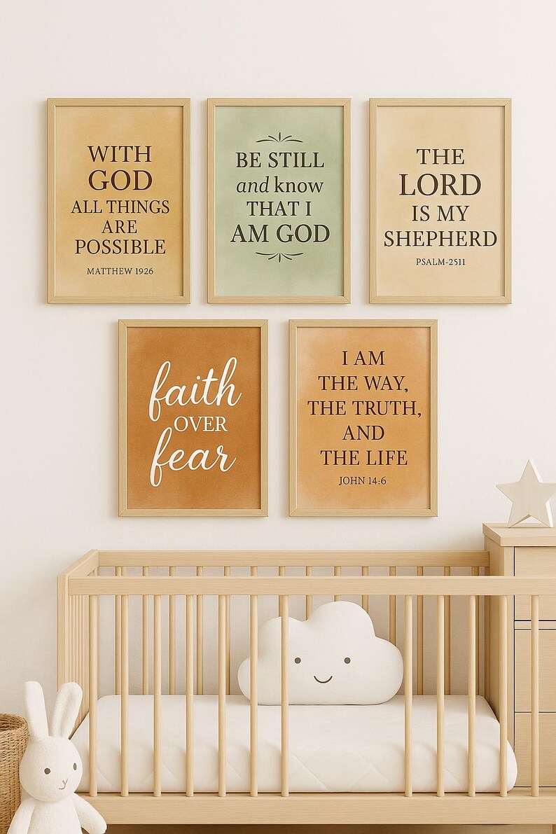 Scripture Wall Art Bundle – 5 Printable Bible Verse Posters – Earth ...