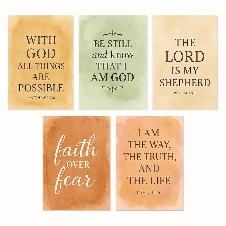 Scripture Wall Art Bundle – 5 Printable Bible Verse Posters – Earth ...