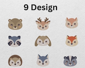 Woodland Animal Faces Embroidery Design