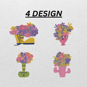 Flower Pot Face Embroidery Design