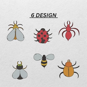 Bug Embroidery Design Set: 6 Insect Machine Embroidery Files (Instant Download)