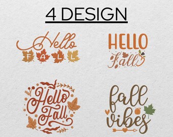 Fall Embroidery Design Bundle: Autumn Leaves & Pumpkins (Machine Embroidery Files)