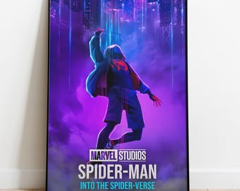 Spider-man Into the Spider-verse Poster, Frameless Wall Art & Print, Spiderman Wall Art, Spiderverse Print