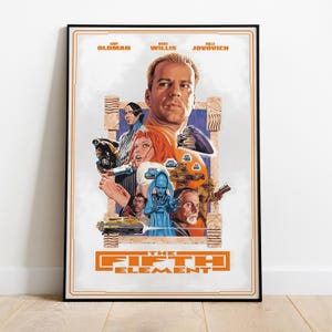 Fifth Element Poster, Frameless Wall Art & Print, Fifth Element Illustration, Sci-Fi Movie Poster Gift