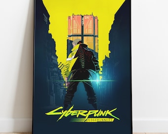 Cyberpunk Poster, Frameless Wall Art & Print, Anime Sci-Fi Art, Anime Poster Gift