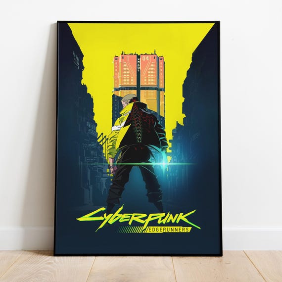 Cyberpunk Poster, Frameless Wall Art & Print, Anime Sci-Fi Art, Anime Poster Gift