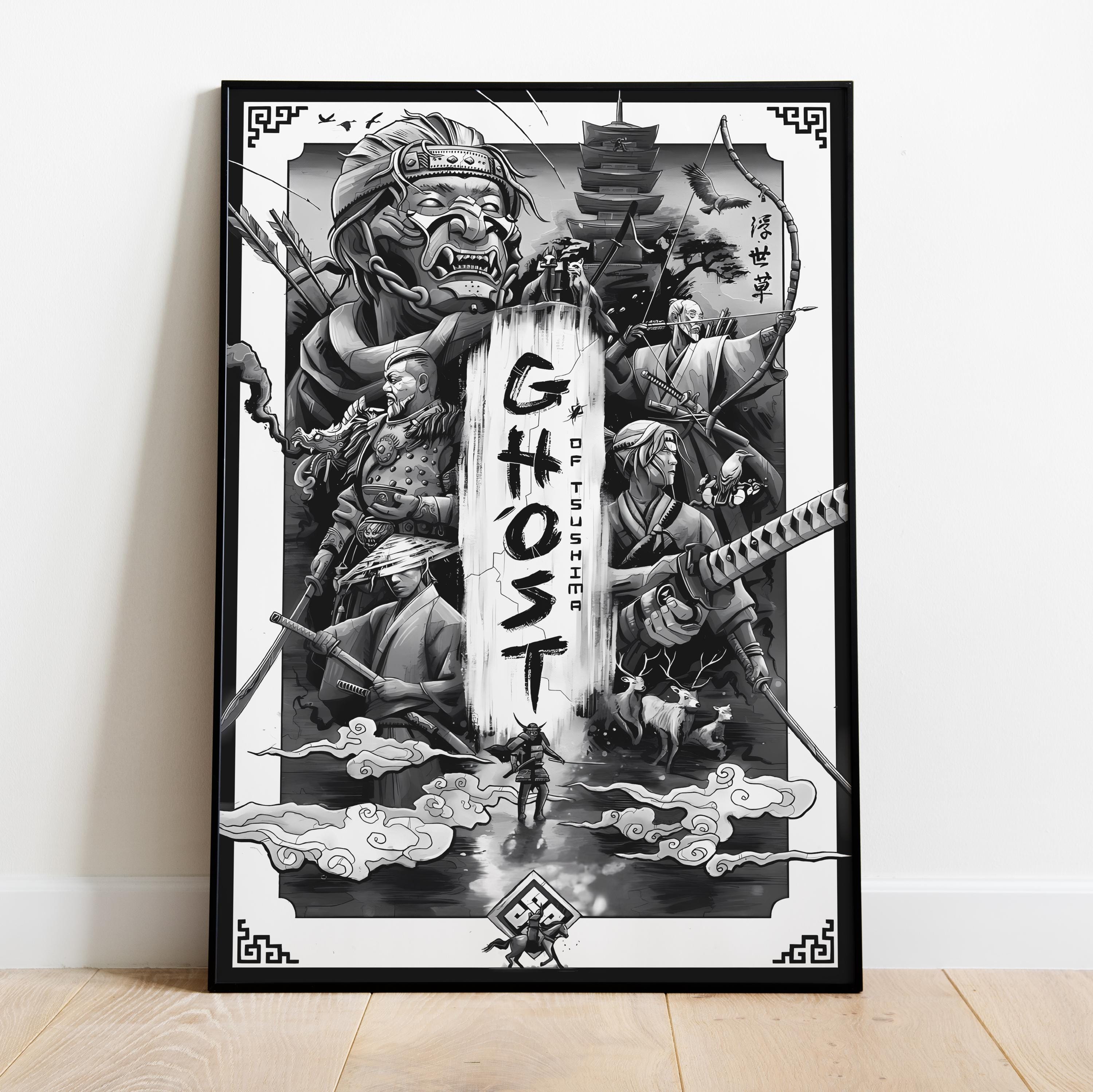 侍　samurai asesino　額装ポスター Ghost of Tsushima Poster, Frameless Wall Art & Print, Jin Sakai