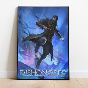 Dishonored Poster, Frameless Wall Art & Print, Corvo Attano, Game Poster Gift