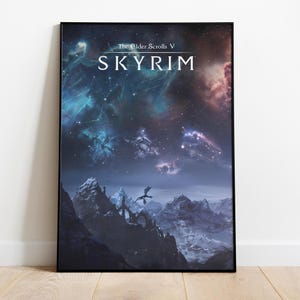 Póster de Skyrim, arte mural sin marco e impresión, obra de TESV, póster de juego de rol