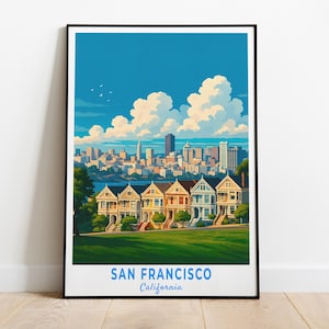 Painted Ladies Poster, Travel Print of Painted Ladies, Alamo Square View, San Francisco, California, USA, Travel Gift