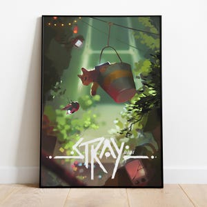 Stray Game Poster, Frameless Wall Art & Print, Wall Decor, Cat Game Poster Gift