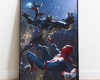 Spiderman 2 Game Poster, Frameless Wall Art & Print, Home Decor, Game Poster Gift
