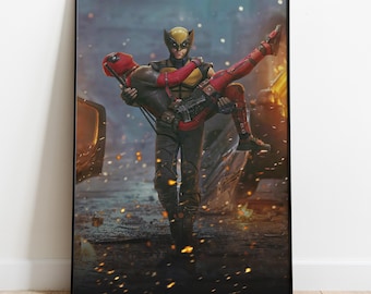 Deadpool and Wolverine Poster, Frameless Wall Art & Print, Antihero Poster, Movie Poster Gift