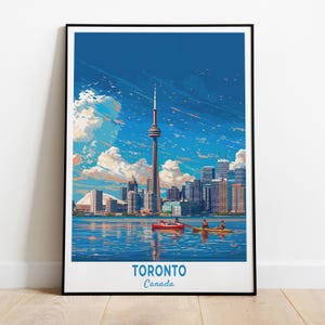 Toronto Poster, Travel Print of Toronto Cityscape, Urban Skyline and Lake Ontario, Canada, Travel Gift