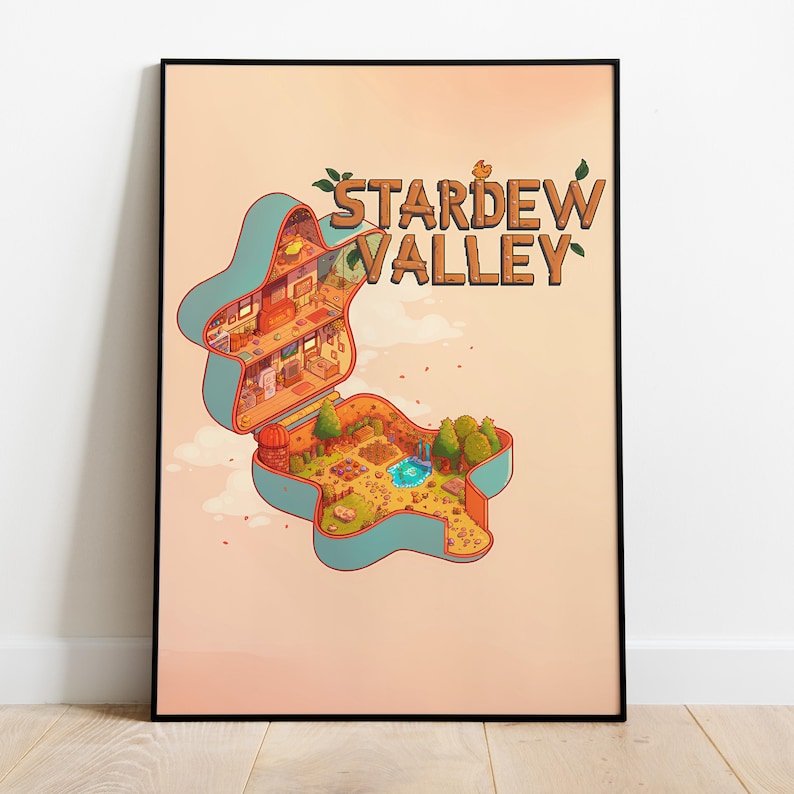 Stardew Valley-poster, frameloze muurkunst en print, gezellige boerderijgamedecor, pixelartcadeau 7