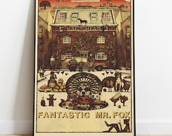 Fantastischer Mr. Fox Poster, rahmenlose Wandkunst & Druck, Stop-Motion-Filmkunst, Animationsfilmplakat