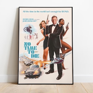 James Bond Movie Poster, Frameless Wall Art & Print, No Time To Die, Bond Movie Poster Gift