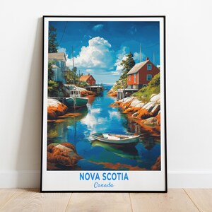 Nova Scotia Poster, Travel Print of Nova Scotia, Atlantic Coastline and Fishing Villages, Canada, Travel Gift