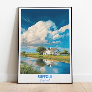 Suffolk Poster, Travel Print of Suffolk, Coastal Views, England, UK, Travel Gift