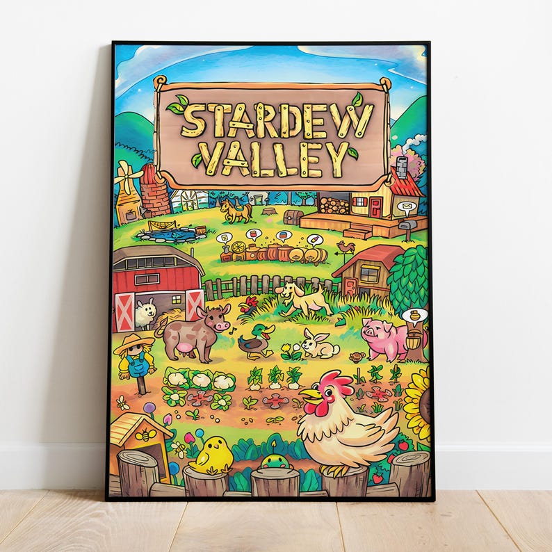 Stardew Valley-poster, frameloze muurkunst en print, gezellige boerderijgamedecor, pixelartcadeau 3
