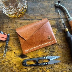 Portefeuille minimaliste en cuir marron, EDC fabriqué à la main, portefeuille mince pour homme
