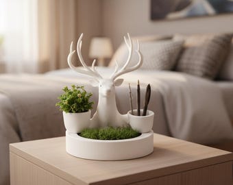 Candelabro de ciervo / Decoración navideña de reno / Centro de mesa navideño / Decoración nórdica de invierno