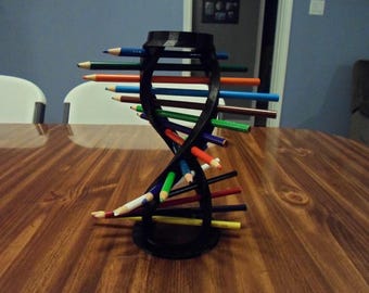 DNA Helix Pencil Holder | 3D Printed Desk Organizer | Science Decor | Biology Teacher & Student Gift