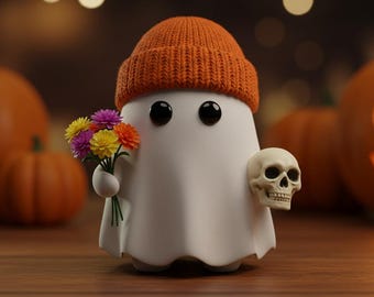 Modelo 3D STL de fantasma de Halloween, gorro y cubo de calabaza (descarga digital)
