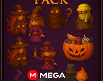 Halloween 3D Model Pack: Spooky STL FBX Characters (Digital Download)