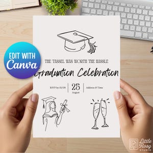 Faire-part de remise des diplômes 2025 | Modèle de fête modifiable chic | Faire-part de remise des diplômes universitaires | Téléchargement numérique instantané