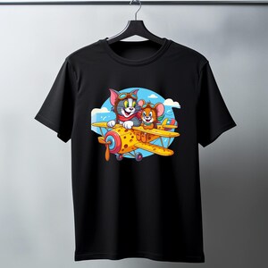 Cat and Mouse Tshirt, 90s Cartoon Shirt, Tom & Jerry Sweatshirt, Cartoon Vector Shirt, Tom Jerry Airplane Shirt, Tom Jerry Hoodie, Tom Jerry